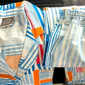 NEW PJs 100% Cotton Annie Selke Pajamas. Long sleeve/long pants. Fits XS/M. NWOT